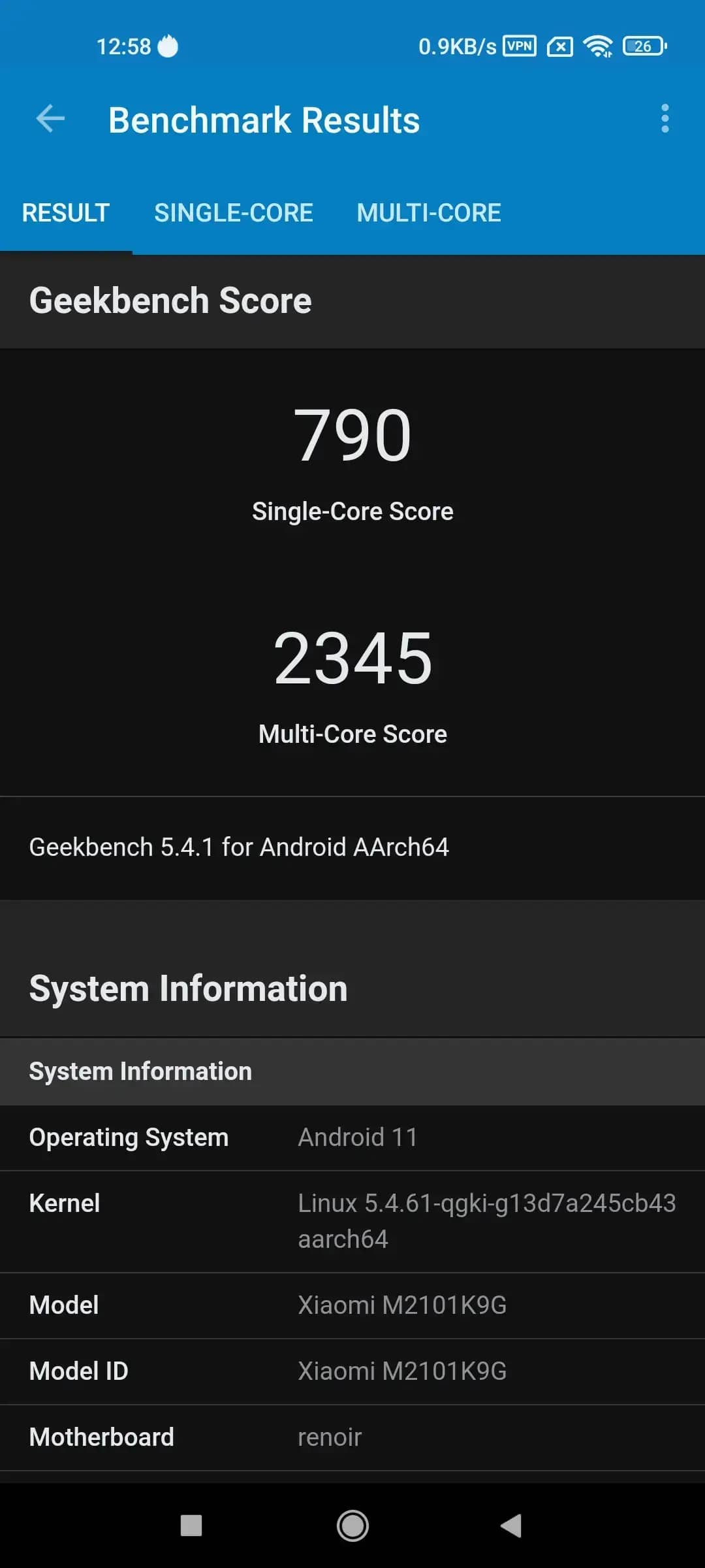 تست شیائومی mi 11 lite 5g در بنچمارک